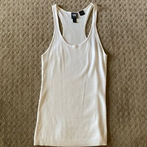 Worth white tank top with ribbon stitching details